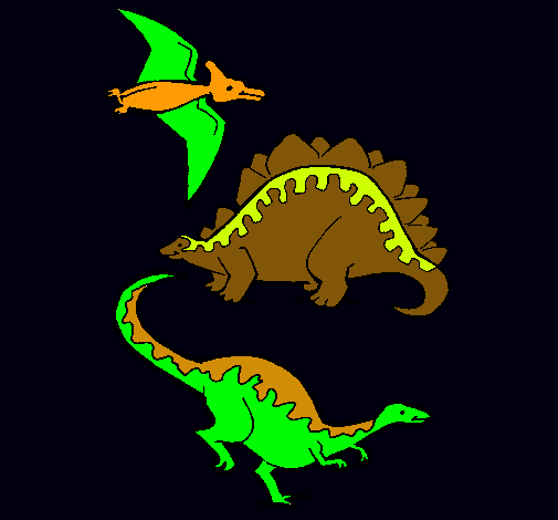 Dibujo Tres clases de dinosaurios pintado por Lukasel