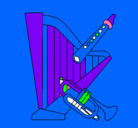 Dibujo Arpa, flauta y trompeta pintado por melissa3