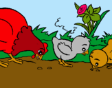 Dibujo Gallina y pollitos pintado por YERY