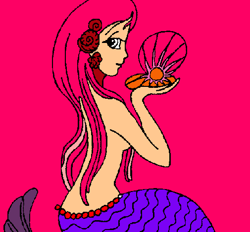 Dibujo Sirena y perla pintado por chele