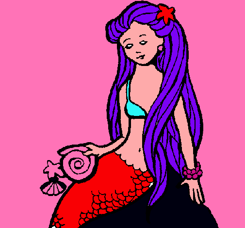 Dibujo Sirena con caracola pintado por AniSierra