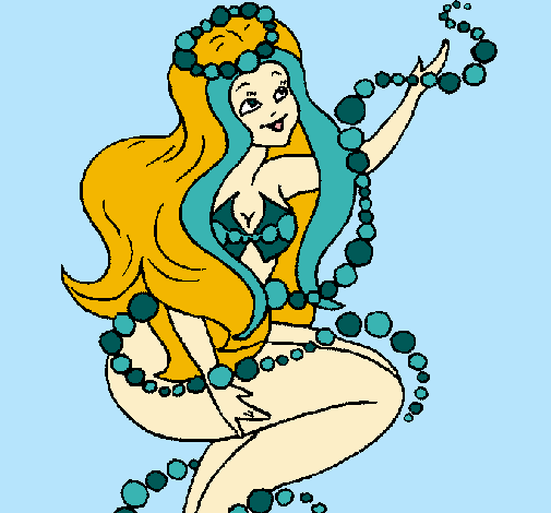 Dibujo Sirena entre burbujas pintado por edu_99