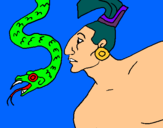 Dibujo Serpiente y guerrero pintado por suma