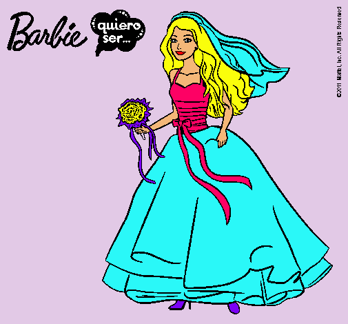 Dibujo Barbie vestida de novia pintado por Kelhy