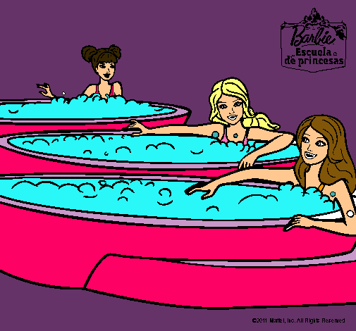 Dibujo Barbie y sus amigas en el jacuzzi pintado por alis123123