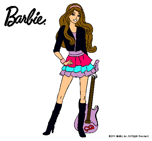 Dibujo Barbie rockera pintado por andreaaaaaaaaa