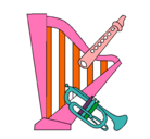 Dibujo Arpa, flauta y trompeta pintado por bebitui