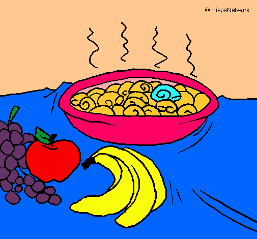 Dibujo Fruta y caracoles a la cazuela pintado por araceli_ga