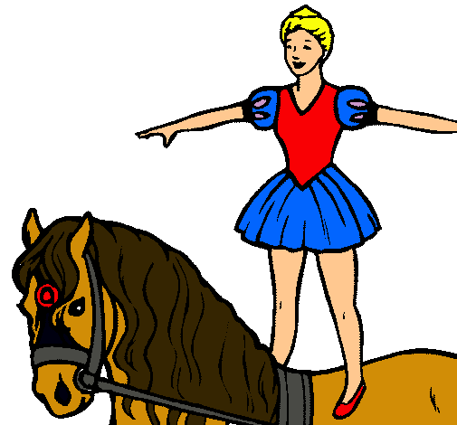 Dibujo Trapecista encima de caballo pintado por JOELCES