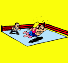 Dibujo Lucha en el ring pintado por luchas