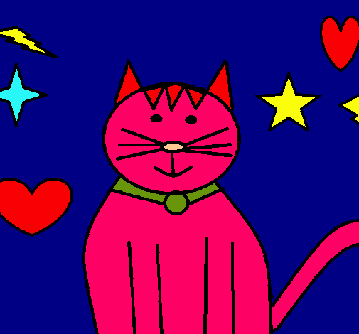 Dibujo Gato con estrellas pintado por michelina