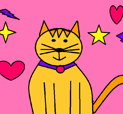 Dibujo Gato con estrellas pintado por HASHI