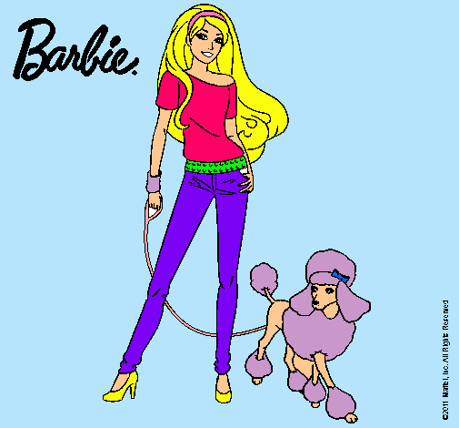 Dibujo Barbie con look moderno pintado por danielarox