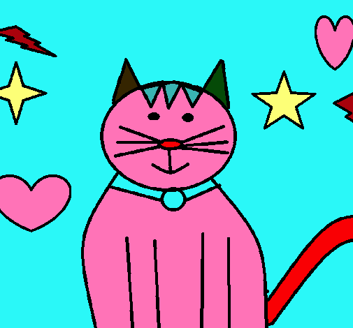 Dibujo Gato con estrellas pintado por stalin