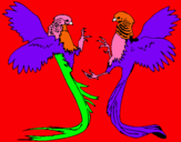 Dibujo Aves con largas colas pintado por vely