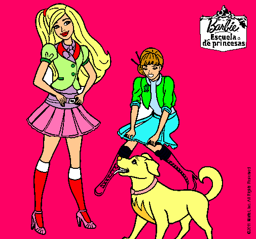 Dibujo De Barbie Con Su Perrito Y Una Amiga Pintado Por Gvgytvyh En