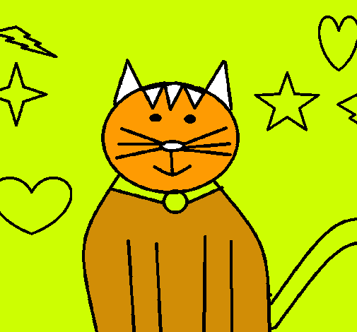 Dibujo Gato con estrellas pintado por araceli_ga