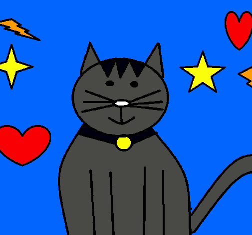 Dibujo Gato con estrellas pintado por delfinitilla