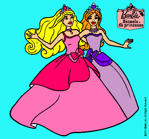 Dibujo Barbie y su amiga súper felices pintado por melisa7905