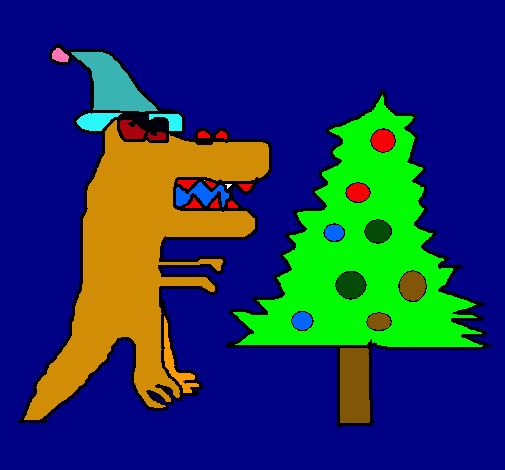 Dibujo Dinosaurio en Navidad pintado por araceli_ga