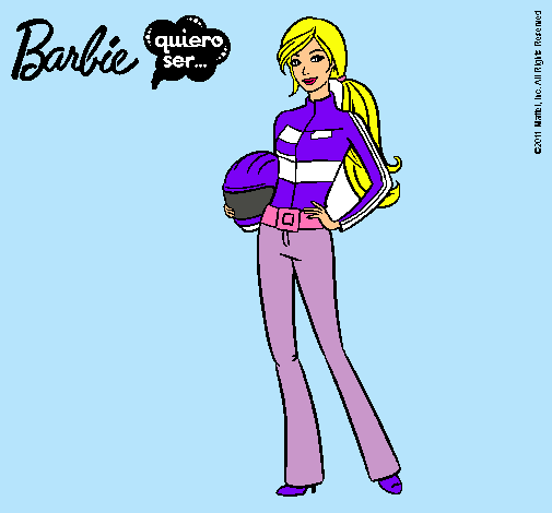 Dibujo Barbie piloto de motos pintado por elias