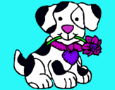 Dibujo Cachorro con una flor en la boca pintado por nayua