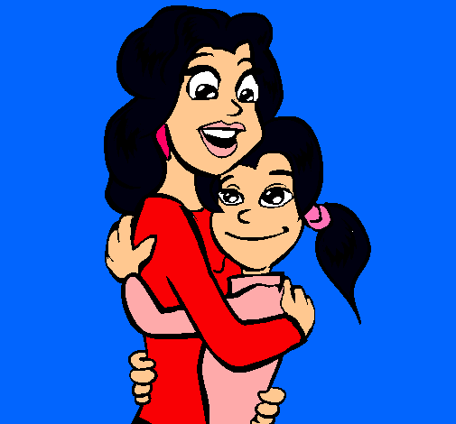 Dibujo Madre e hija abrazadas pintado por yiniva
