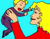 Dibujo Madre con su bebe pintado por natia