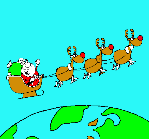 Dibujo Papa Noel repartiendo regalos 3 pintado por jessi215