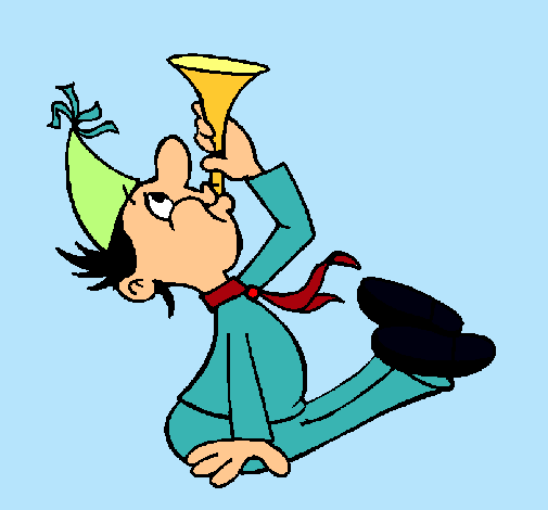 Dibujo Niño con trompetita pintado por biba