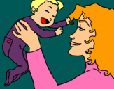 Dibujo Madre con su bebe pintado por Zowiiin
