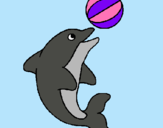 Dibujo Delfín jugando con una pelota pintado por caen