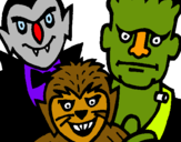 Dibujo Personajes Halloween pintado por monstruos
