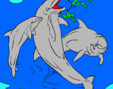 Dibujo Delfines jugando pintado por vely