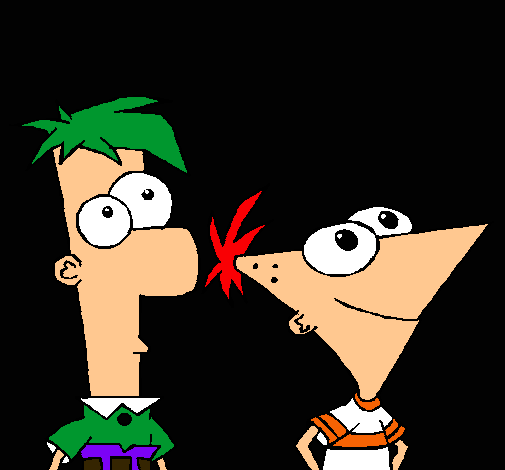 Dibujo Phineas y Ferb pintado por leoncito12