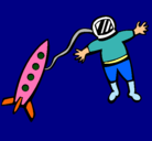 Dibujo Cohete y astronauta pintado por isa900