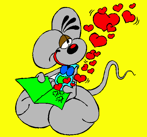 Dibujo Ratón enamorado pintado por caen