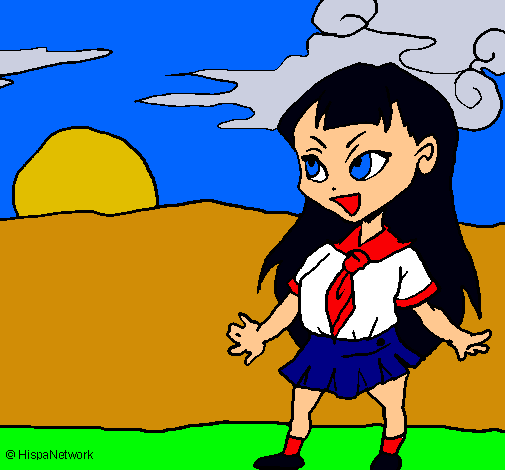 Dibujo Colegiala manga pintado por andrs