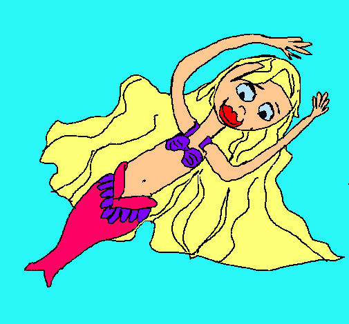 Dibujo Sirena con larga melena pintado por klarianyel
