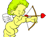 Dibujo Cupido apuntando con la flecha pintado por tarea