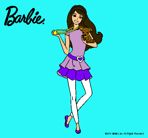 Dibujo Barbie y su mascota pintado por vale42