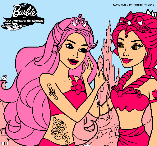 Dibujo Barbie se despiede de la reina sirena pintado por lachiky_22