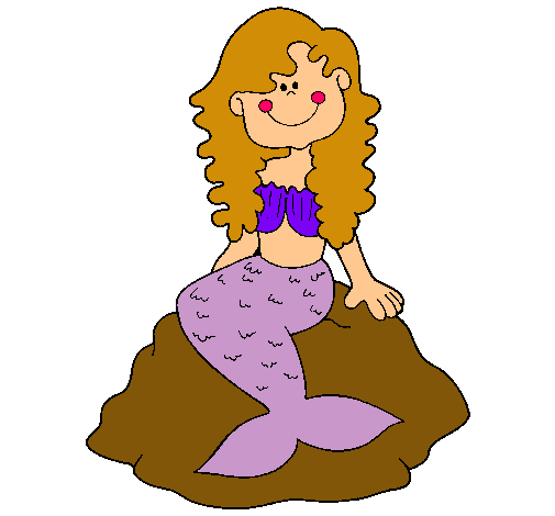 Dibujo Sirena sentada en una roca pintado por muchisss