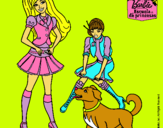 Dibujo Barbie con su perrito y una amiga pintado por lqsa