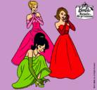 Dibujo Barbie y sus amigas vestidas de gala pintado por Mencia