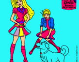 Dibujo Barbie con su perrito y una amiga pintado por silvsusan