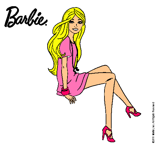 Dibujo Barbie sentada pintado por mariajos