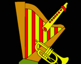 Dibujo Arpa, flauta y trompeta pintado por alexisla