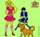 Dibujo Barbie con su perrito y una amiga pintado por LUIZA2003