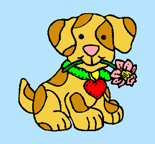 Dibujo Cachorro con una flor en la boca pintado por _aniita_